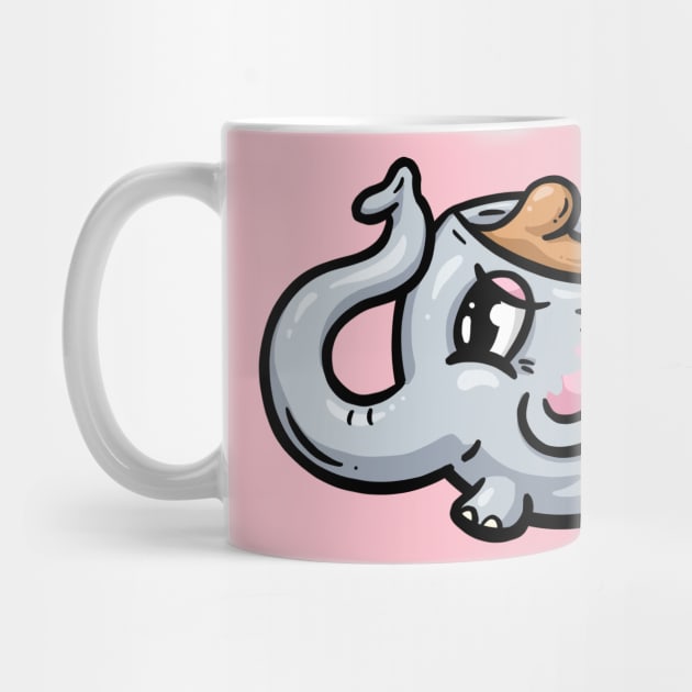 Elephant Cute Coffee Cup Cartoon Illustration by Squeeb Creative